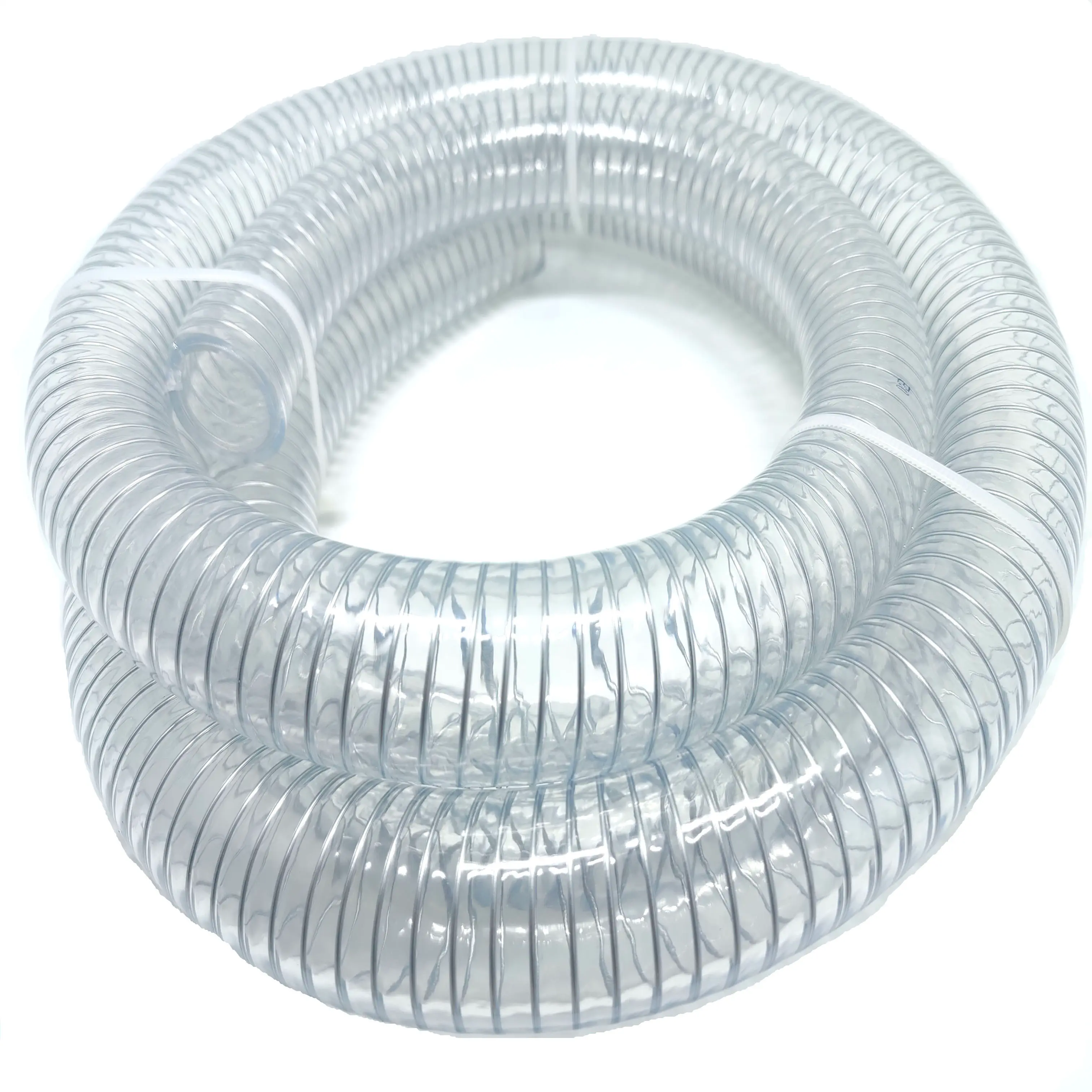 Manguera de alambre de acero de PVC con resorte reforzado con espiral de polvo transparente flexible